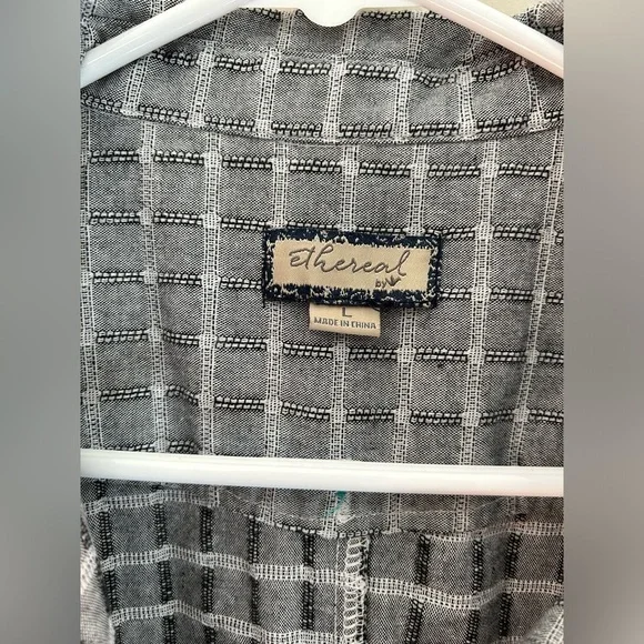 Ethereal Plaid Collared High Low sleeveless button up dress women’s size Large - Picture 2 of 12